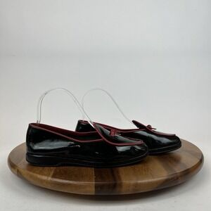 Womens Belgian Shoes Midinette Black Patent Leather Bow Loafers Shoes Size 4.5 M